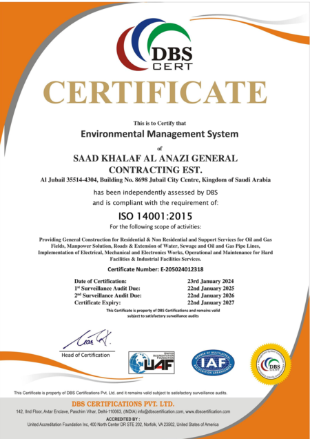 saad khalaf al anazi general contracting est. - iso 14001-2015